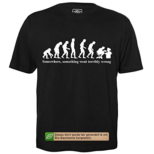 Something Went Wrong - Herren T-Shirt für Geeks mit Spruch Motiv aus Bio-Baumwolle Kurzarm Rundhals Ausschnitt, Größe XXL