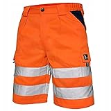 CXS Arbeitsshorts Norwich high Visible, Warnschutz Shorts Visible, Kurze Arbeitshose in Signalfarbe, Kurze Warnschutzhose mit Reflektionsstreifen, Orange, 56