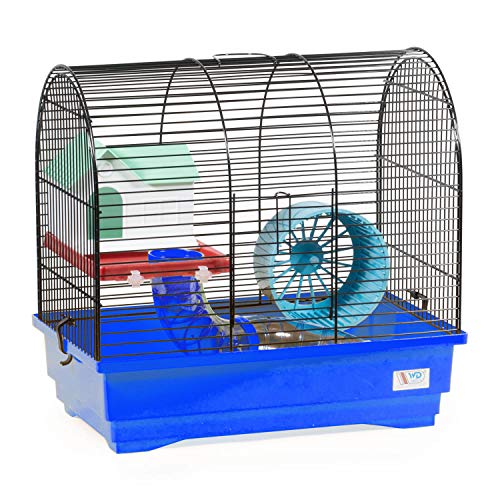 decorwelt Hamsterkäfige Blau Außenmaße 40x25x39 Nagerkäfig Hamster Plastik Kleintier Käfig mit Zubehör