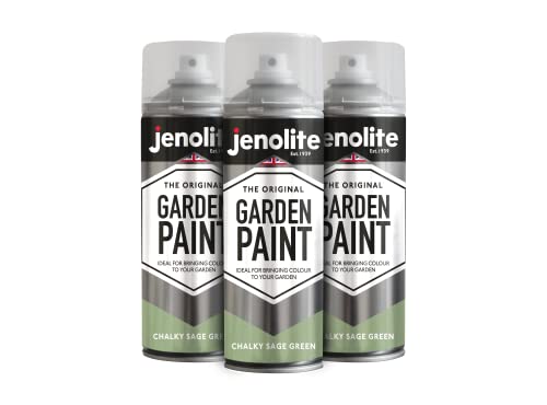 JENOLITE Gartenmöbel-Sprühfarbe, salbeigrün | 3 x 400 ml | ideal für Gartenmöbel & Ornamente | Verwendung auf Holz, Metall, Kunststoff, Stein, Keramik (RAL 7494C)