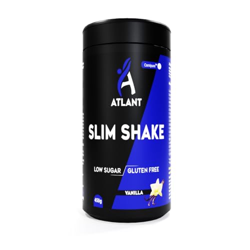 Atlant Slim Shake Mahlzeitersatz zur Gewichtsabnahme, Leckerer Diät-Shake mit wichtigen Vitaminen und Nährstoffen, nur 178 kcal pro Portion, Glutenfei – LOW SUGAR (Vanille, 450 g)
