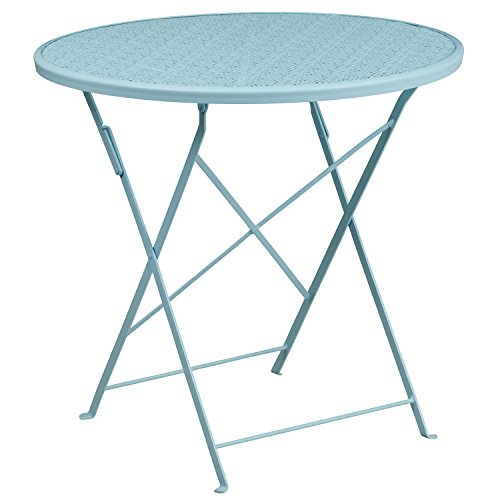 Flash Furniture Klappbarer Terrassentisch in handelsüblicher Qualität, 76,2 cm, Himmelblau