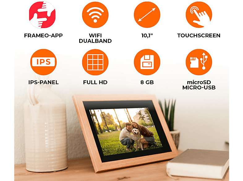 ROLLEI Smart Frame WiFi 105 mit App-Funktion Digitaler Bilderrahmen, 25,53 cm, 1200 x 1920p, Wooden Braun 2