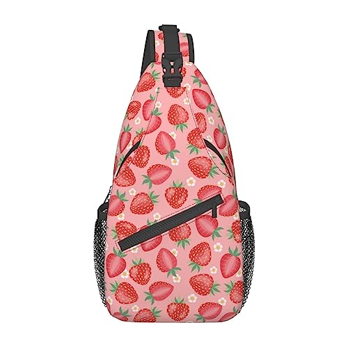 Cross-Brusttasche, diagonale niedliche Erdbeer-Lauf-Fanny-Pack-Gürteltasche mit verstellbarem Riemen für Damen und Herren, freihändige Geldbörse, Hüfttasche