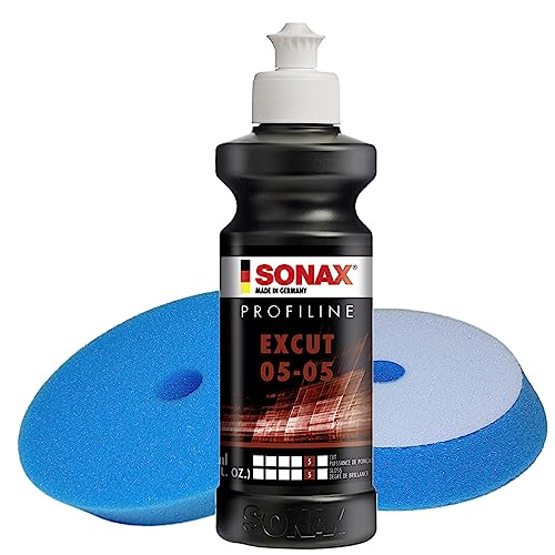 Craft-Equip Polier-Set bestehend aus Sonax Politur EXCUT 05-05 in 250ml und 2 Stück Polierpads