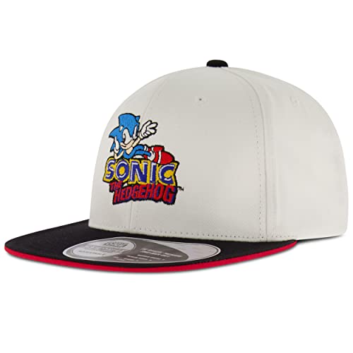 Concept One Unisex Sega Sonic The Hedgehog Baseballmütze mit Flacher Krempe, verstellbar Baseballkappe, weiß, Einheitsgröße