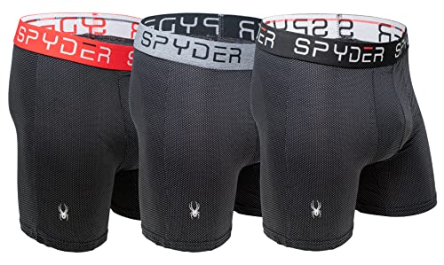 Spyder Performance Mesh Herren-Boxershorts, Sportunterwäsche, 3er-Pack, Größe M, Schwarz/Schwarz