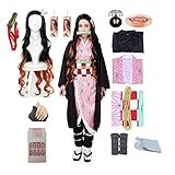 kelihood Japanischer Anime Demon Slayer Cosplay: Neozo Kamado Cosplay Kostüm Kimono Set Anime Cosplay Kostüm Erwachsene Kimono Halloween Kostüm-Erwachsene_XXL
