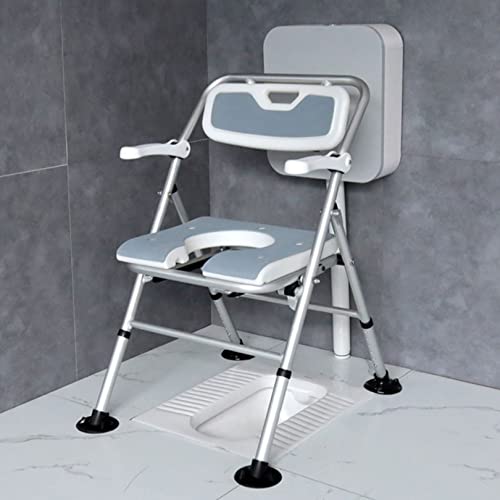 Mobiler Nachttisch für den Haushalt, Duschstuhl, erhöhter Toilettensitz für Senioren, zusammenklappbarer Badezimmerrahmen-Sitzstuhl für Erwachsene, schwangere Frau, max. 150 kg