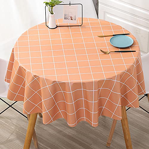 XQSSB Tischwäsche Lotuseffekt Tischtuch Wiederverwendung Von PVC Rechteckige Wasserabweisend Tischdecke Orange 200cm Runder Durchmesser