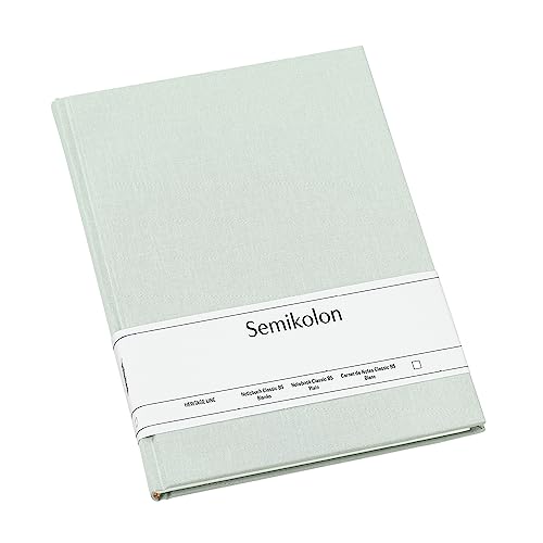 Semikolon (364707) Notizbuch Classic B5 blanko moss (Pastell Grün) - Notiz- und Sketch-Buch - 176 Seiten mit cremeweißem 100g/m²- Papier - Format: 18,5 x 25,5 cm