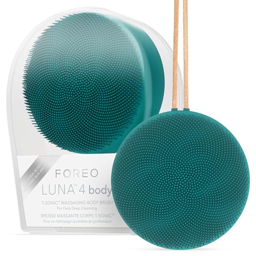 FOREO LUNA 4 Körperbürste | Peeling-Körperschrubber | verbessert die Aufnahme von Lotionaktivitäten | Premium-Lymphdrainage-Hautpflegewerkzeug | 100 % wasserdicht | USB-wiederaufladbar, immergrün