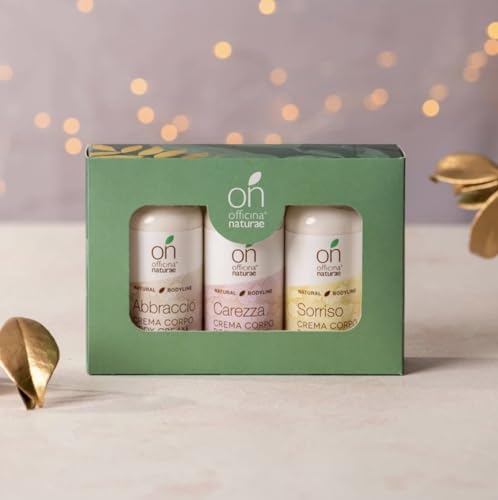 Officina Naturae Body Cream Kit Limited Edition Geschenkbox drei Cremes Umarmung, Streicheln und Lächeln Bio Vegan 100ml x 3
