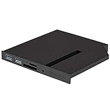 SilverStone SST-FPS01 - 12.7mm Tray Loading Slim ODD Adapter mit 2x USB 3.0, Card Reader und M.2 SATA SSD Slot, schwarz