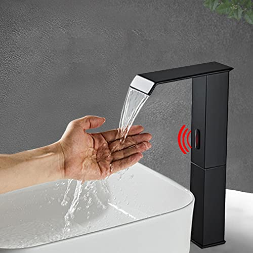 Infrarot Sensor Wasserhahn schwarz Automatisch Mischbatterie Wasserfall waschtischarmatur für bad-heiß und kalt_hoch