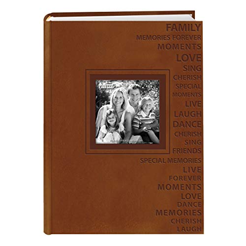 Pioneer Foto Alben 300-pocket 4 von 6 Geprägte Worte Design Kunstleder Bicolor Rahmen Cover Foto Album, braun
