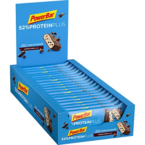 PowerBar 52% Riegel mit Whey und Sojaprotein - Low Sugar Eiweiß-Riegel, Cookies & Cream (20 x 50g)