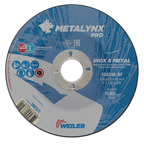 Weiler Metalynx PRO Inox & Metall F27 100X6,5X16 Winkelschleifer - Schruppscheiben zum Schleifen von Edelstahl und Stahl | Packung mit 10stk