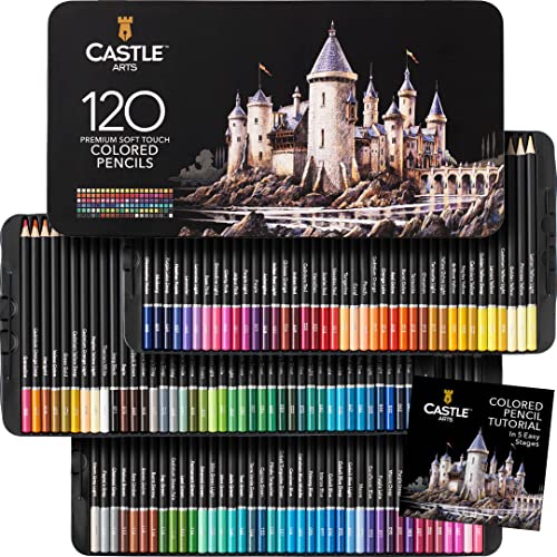 Castle Art Supplies, Set mit 120 Buntstiften für Künstler mit Mine der "Soft Series" für professionelles Schichten, Mischen und Schattieren von Farbtönen; perfekt für Malbücher und Schule
