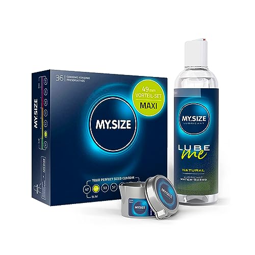 Vorteilspack MY.SIZE Kondome 49mm, 36er Pack + MY.SIZE Natural Gleitgel 250ml + MY.SIZE Massagekerze