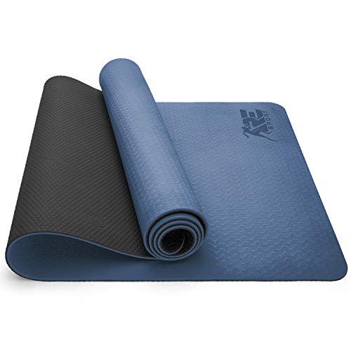 RE:SPORT Yogamatte Phthalatfrei - Gymnastikmatte rutschfest, Fitnessmatte schadstofffrei, Trainingsmatte mit Tragegurt 183 x 61 x 0,6 cm