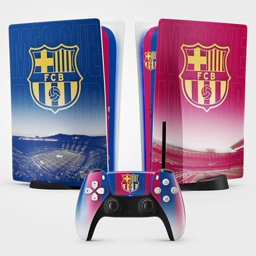 Aufkleber für PS5 Barca, selbstklebend, Playstation 5 Fußball, Konsole und Controller, Standard-Edition, Skin Barcelona PS5 (2 Controller)