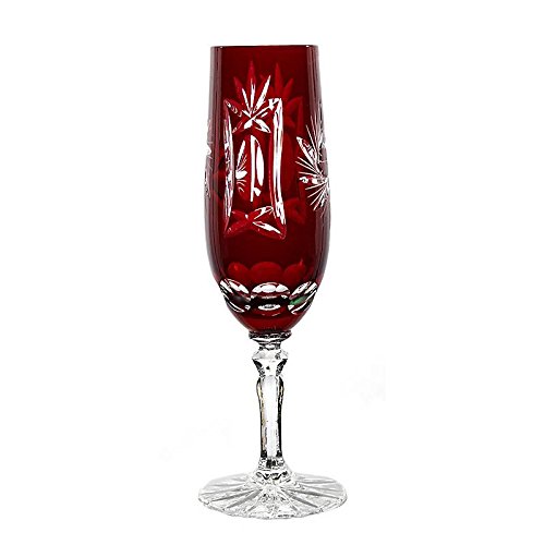 Sektglas Sektkelch Champagnerglas Sektflöte Schleuderstern 180 ml Rot Handgeschliffen Kristallglas