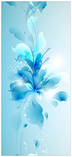 Wallario Selbstklebende Türtapete Blaues Blumenbuket - Türposter 93 x 205 cm Abwischbar, rückstandsfrei zu entfernen