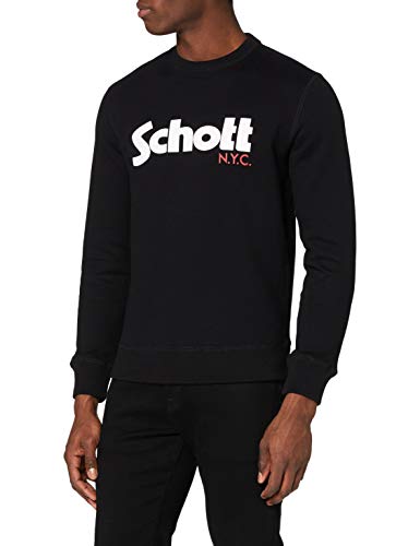 Schott NYC Herren Swcrew Sweatshirt, Schwarz (Black Black), Large