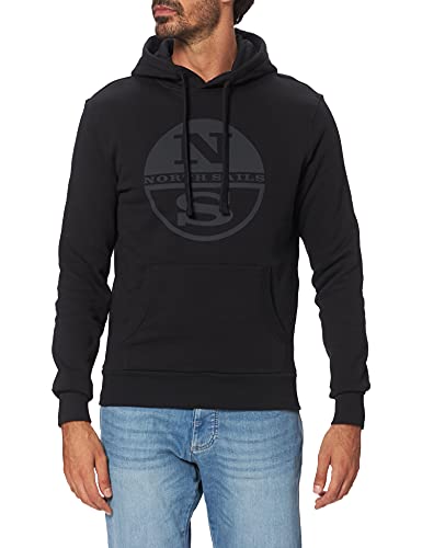 NORTH SAILS Herren Hoodie Sweatshirt W/Graphic Kapuzenpullover, schwarz, L