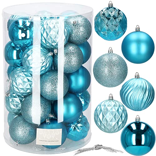 SPRINGOS Weihnachtsbaumkugeln aus Kunststoff 30-teiliges Weihnachtskugeln-Set Durchmesser 8 cm blau Dekoration für Weihnachten Party Hochzeit
