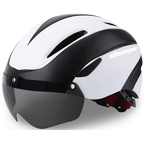 Shinmax Fahrradhelm CE-Zertifikat Fahrradhelm mit Abnehmbarer Schutzbrille Visor Shield für Männer Frauen Mountain & Road Fahrradhelm Einstellbarer Sicherheitsschutz Ski & Snowboard （SM-001）
