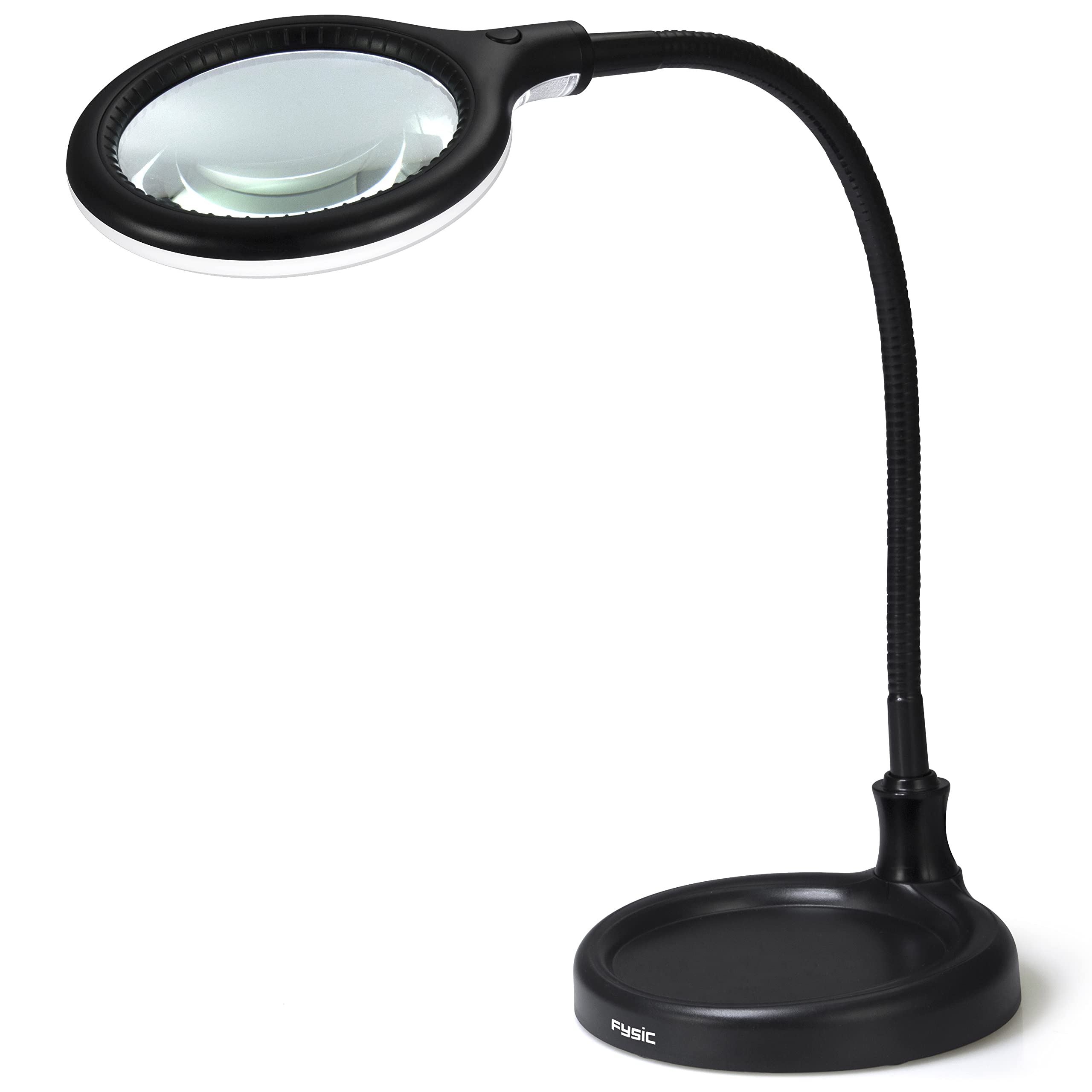 Fysic FL-25LED - Lupenlampe - Tischlupe mit Licht LED - Tischlampe mit Lupe - für Handwerkliche Arbeiten Lesen,Nähen,Hobbys,Arbeit,Sehschwäche - Schwarz