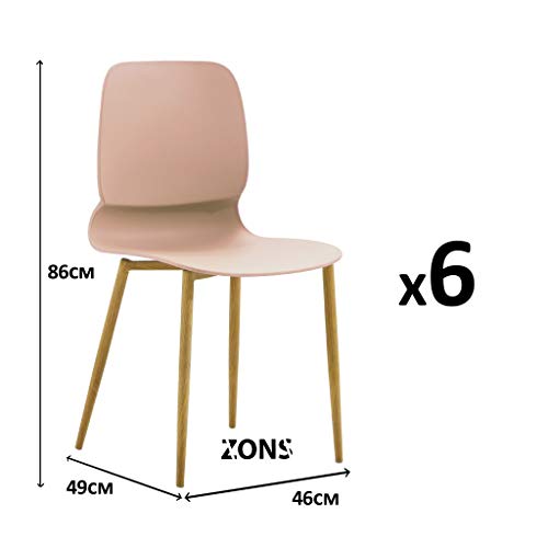 Zons MAZ Set 4 Stühle, Metall, Polypropylen, 46 x 49 x 86 cm, Rosa