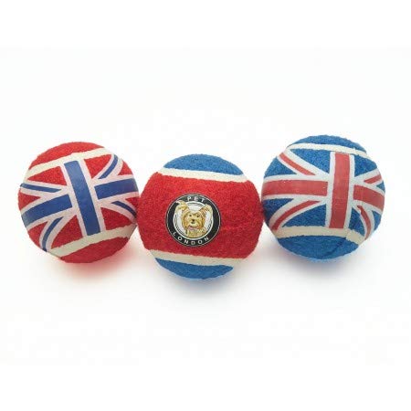 PetLondon Tennisbälle für Hunde, Union Jack, London United Kingdom Tennisbälle, Premium britische Tennisbälle für kleine und mittelgroße Hunde und Welpen