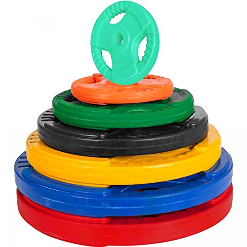 GORILLA SPORTS® Hantelscheiben - 1,25kg, 2,5kg, 5kg, 10kg, 15kg, 20kg, 25kg, 30kg Gewichte, Einzeln/Set, 30mm, aus Gusseisen mit Gummi Gripper, Farbwahl - Gewichtsscheiben