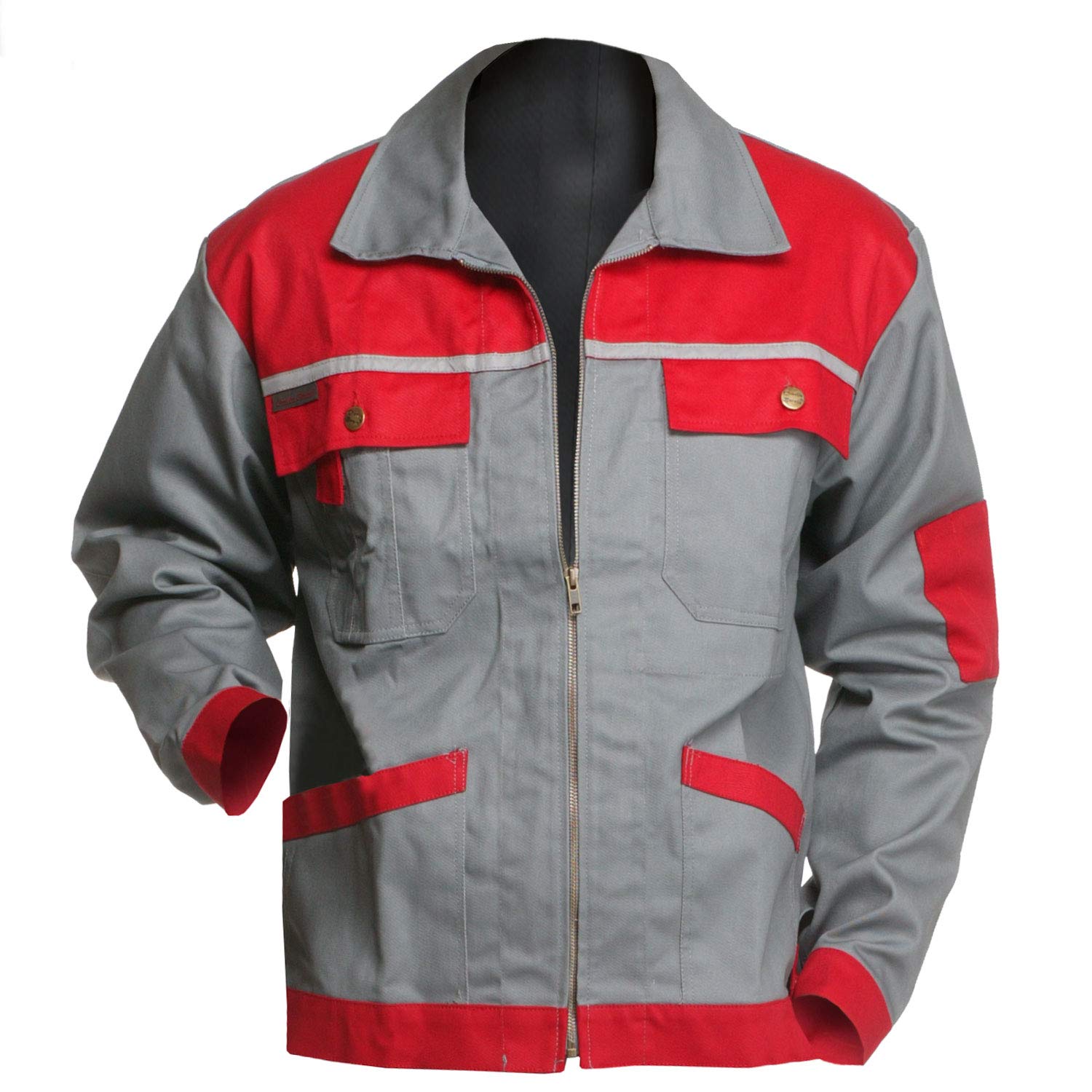 Arbeitsjacke Charlie Barato® Profi Line grau/rot - Jacke für Handwerker Größe 50