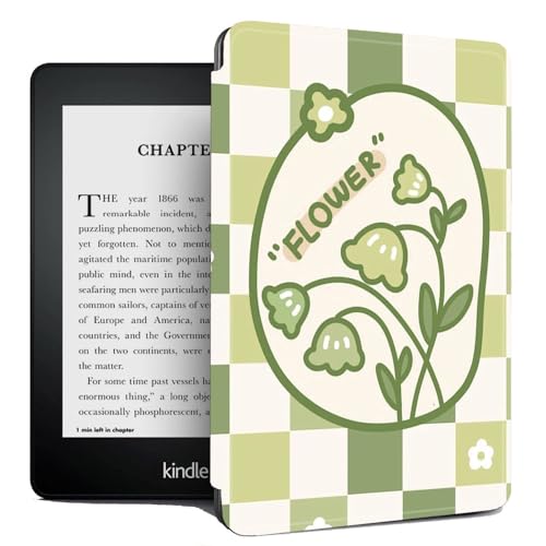 Schutzhülle Für Amazon Kindle (2016, Modell: Sy69Jl), 8. Generation, rutschfeste Pu-Hülle Für Amazon Kindle (8. Generation), Smart Sleep/Wake Kindle Cover – Grünes Blumenkaro