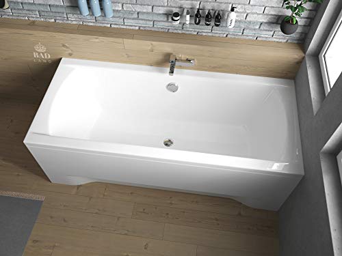 BADLAND Rechteck Badewanne Acryl Ines 170x75 mit Acrylschürze, Füßen und Ablaufgarnitur GRATIS