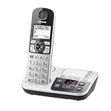Panasonic KX-TGE520GS Senioren Schnurlostelefon mit Anrufbeantworter, Station & Hörer, Freisprecheinrichtung, LCD-Display, kompatibel mit Hörgeräten, sprechende Tasten, Silber