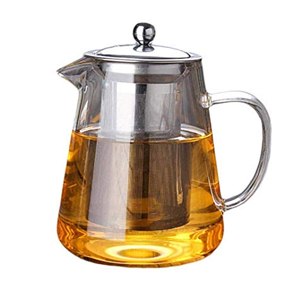 BSTCAR Teekanne Borosilikat Glas mit Siebeinsatz und Deckel Edelstahl, Teekanne für Blühen und Lose Blätter 450ml/750ml/950ml