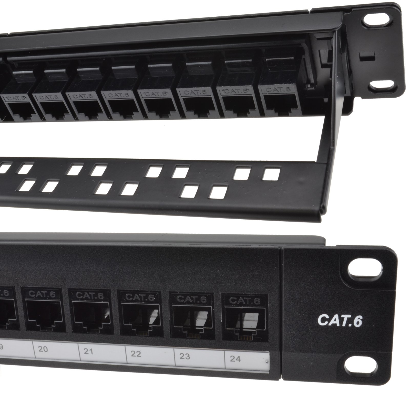 24 Port RJ45 CAT6 Gigabit Ethernet Pass Durch Kupplung 19 inch Patchkabel Panel [Cat6]