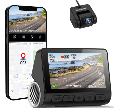 V55/V55+ 4K Dashcam Auto DVR 2160P GPS ADAS 24H Einparkhilfe Rückfahrkamera Nachtsicht Sprachaufforderung APP-Steuerung