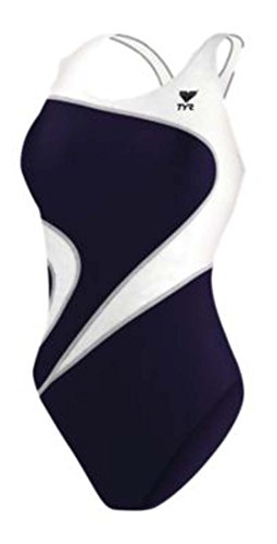 TYR Erwachsene Allianz t-Splice Maxback Badeanzug, Damen, Marineblau/weiß