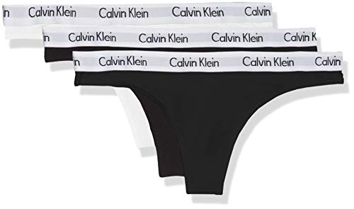 Calvin Klein Damen Thong 3PK Tanga, Schwarz White/Black Wzb, One Size (Herstellergröße: L)
