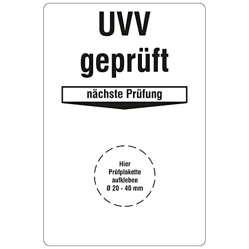 Labelident Grundplaketten für Prüfplaketten 76 x 51 mm - UVV geprüft - Nächste Prüfung - 1000 Grundetiketten auf Rolle, PE Polyethylenetiketten weiß, permanent klebend, weiß