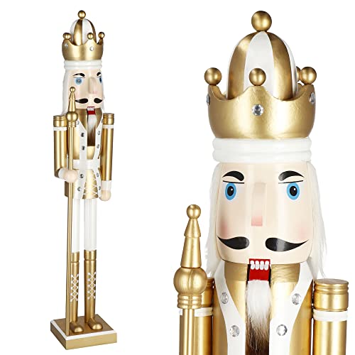 SPRINGOS Dekofigur Nussknacker Figur aus Holz König mit Krone 125 cm