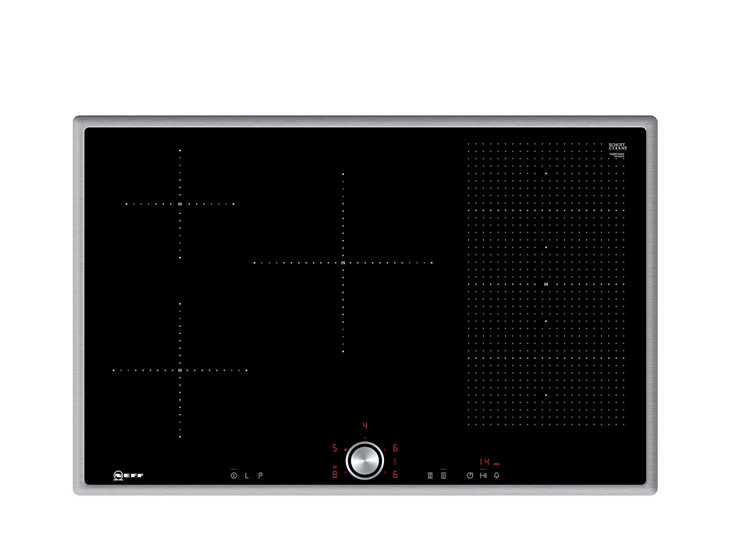 Neff T58BT20N0 Induktionskochfeld N70 / 80cm / TwistPad / FlexInduction / PowerMove / Glaskeramik / Edelstahlrahmen