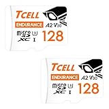 TCELL High Endurance microSDXC-Speicherkarte mit Adapter, 128 GB, A2, UHS-I U3, V30, 4K, Micro-SD-Karte, Lesen/Schreiben bis zu 100/80 MB/s, Full HD Microsd für Dashcams, Cams, Überwachung, CCTV, 2