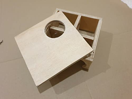 Generiq Kleines Labyrinth-Versteck aus Holz, 15,2 x 15,2 cm, mit Deckel, für Kleintiere, Nager, Versteck